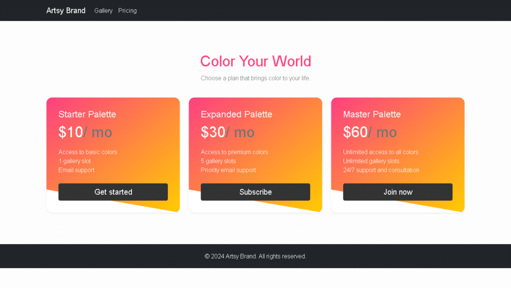 Artsy Pricing Page. manglastubh by ankit akolkar