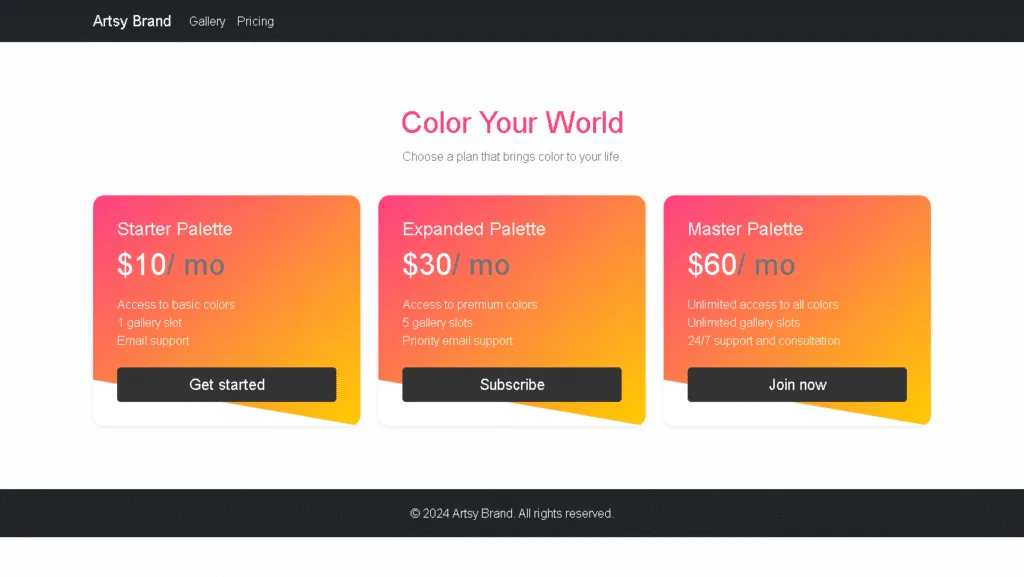 Artsy Pricing Page. manglastubh by ankit akolkar