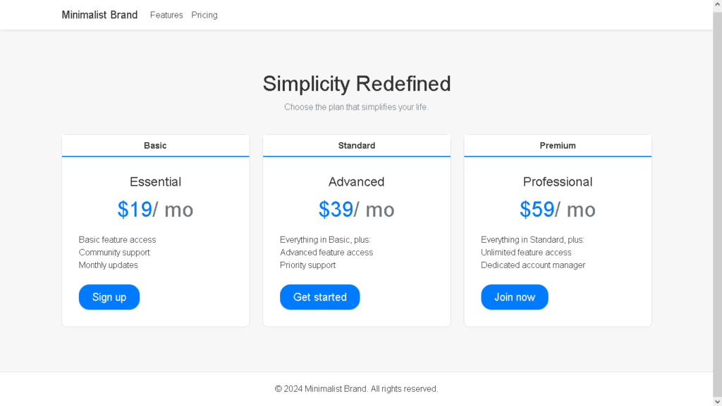 Elegant Minimalist Pricing Page. manglastubh by ankit akolkar